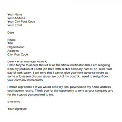 Admirable Free Resignation Letters No Notice Templates In Ms Word Letter Example Sample Of