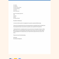 Simple Resignation Letter Samples Notice Template Two Weeks Word Format Editable Templates Letters Ms Details