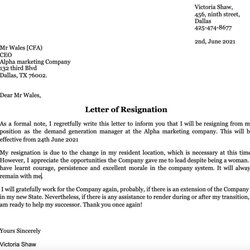 Splendid Resignation Letter Samples