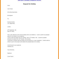 Tremendous Vacation Request Letter Template Business Leave Holiday Examples Official Sample Example Of