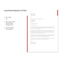 Swell Vacation Request Letter Template In Microsoft Word Apple Pages Google