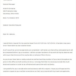 Terrific Vacation Letter Templates Doc Ms Word Apple Pages Template Request Letters Business For