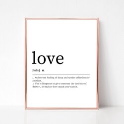 Very Good Love Definition Wall Art Dictionary Printable