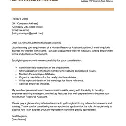 High Quality Human Resources Coordinator Cover Letter Examples Resource Assistant Sample