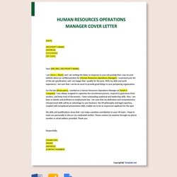 Human Resources Operations Manager Cover Letter Sample Template Templates Word Ms Application Vice President
