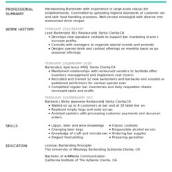 Superior Bartender Resume Examples For Template And Guide Example