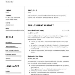 Champion Bartender Resume Sample Free Downloads Samples Examples Creative Berlin Word Andrew