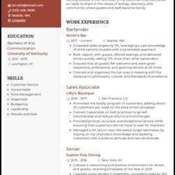 Magnificent Bartender Resume Examples That Work In Example