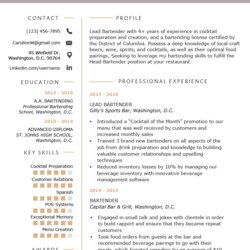 Bartender Resume Example Writing Guide Genius Chronological Write Skills Template Samples Examples Format