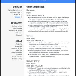 Admirable Bartender Resume Examples That Work In Server Example