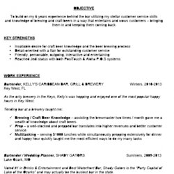 Marvelous Awesome Sample Bartender Resume To Use As Template Skills Example Examples Server Writing