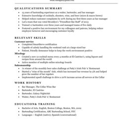 Supreme Bartender Resume Sample Writing Tips Companion Example