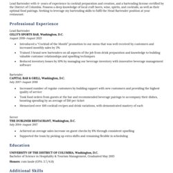 Cool Server Bartender Resume Sample