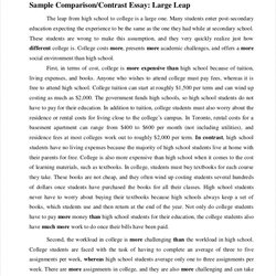 Tremendous Comparative Essay Example Printable Sample Best Contrast