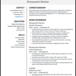 Restaurant Resume Examples That Worked In Example