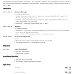 Perfect Restaurant Resume Examples Template With Skills Objective Example