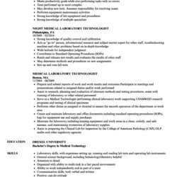 Excellent Medical Technologist Resume Mt Home Arts Laboratory Sample Example Samples Examples Skills Job Lead