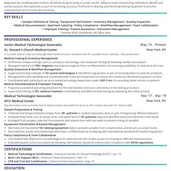 Medical Technologist Resume The Guide With Examples Generalist