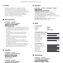 Supreme Medical Technologist Resume Sample Experienced Profession Specifically Image
