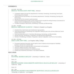 Exceptional Medical Technologist Resume Examples And Tips