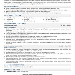 Matchless Medical Technologist Resume Examples Template With Job Winning Tips