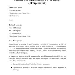 The Highest Quality Sample Job Application Cover Letter It Specialist Download Printable Print Big