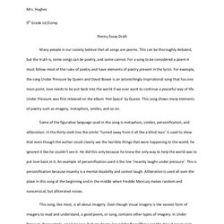 Great Poetry Essay Draft Poem Analysis Title Example Write Examples Song Paper Literary Essays Writing Help