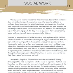 Statement Of Purpose For Social Work Graduate School Sample Walls Personal Masters