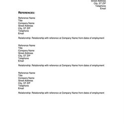Sublime Resume References Reference Templates