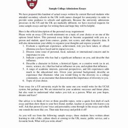 Fine Personal Essay For College Format New Sample Admissions Essays Harvard Student Admission Application