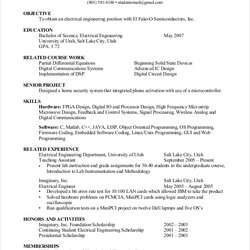Free General Resume Objective Samples In Engineer Electrical Fresher Objectives Sample Example