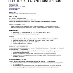 High Quality Free Sample Objectives In Ms Word Objective Resume Engineering Electrical