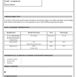 Superb Resume Format Download In Ms Word Freshers Samples Engineer Example India Objective Civil Sample
