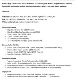Great Example Resume For High School Students College Applications Sample Template Student Format Examples