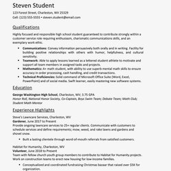 Out Of This World High School Student Resume Examples In Volunteer Format Describe Sample