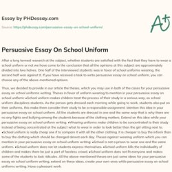 Out Of This World Persuasive Essay On School Uniform Words