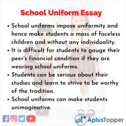 Very Good School Uniform Essay On For Students And