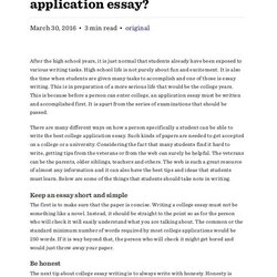 What To Write About For College Essay Application