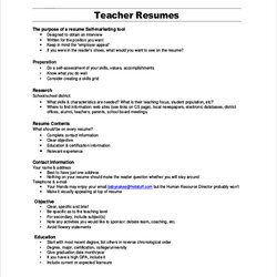 Free Resume Objective Samples In Ms Word Teacher Example Sample Examples