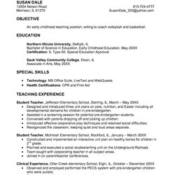 Early Childhood Resume Sample Education Cover Letter Objective Examples Samples Teacher Format Career Example