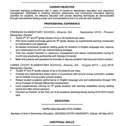 Very Good Resume Objective For Teachers Examples Financial Report