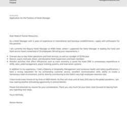 Capital Hotel Manager Cover Letter Sample Examples Hospitality Thumbnail