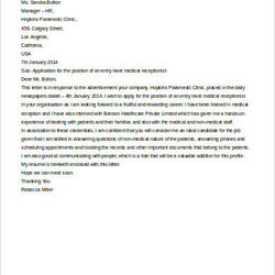 Example Of Cover Letter For Medical Receptionist Entry Level