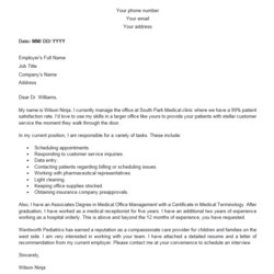 Matchless Compelling Medical Receptionist Cover Letter Example Job