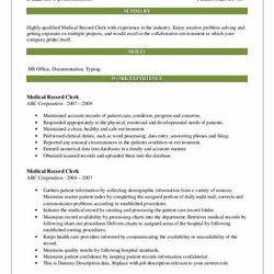 Medical Record Clerk Resume Samples Floral Designer Example