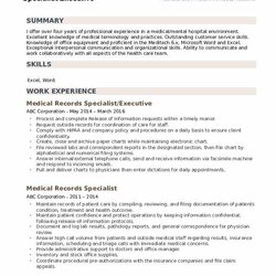 Terrific Medical Records Specialist Resume Samples Build Template