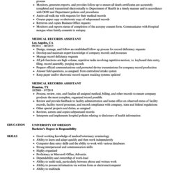 High Quality Shocking Medical Records Resume Printable Assistant Sample