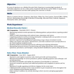 Capital Medical Records Clerk Resume Samples Build