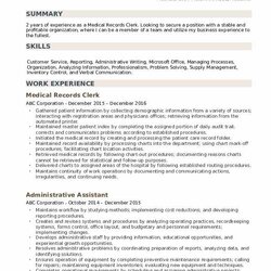 Worthy Medical Records Clerk Resume Samples Office Example Experience