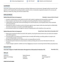 Admirable Medical Records Clerk Resume Example And Writing Guide